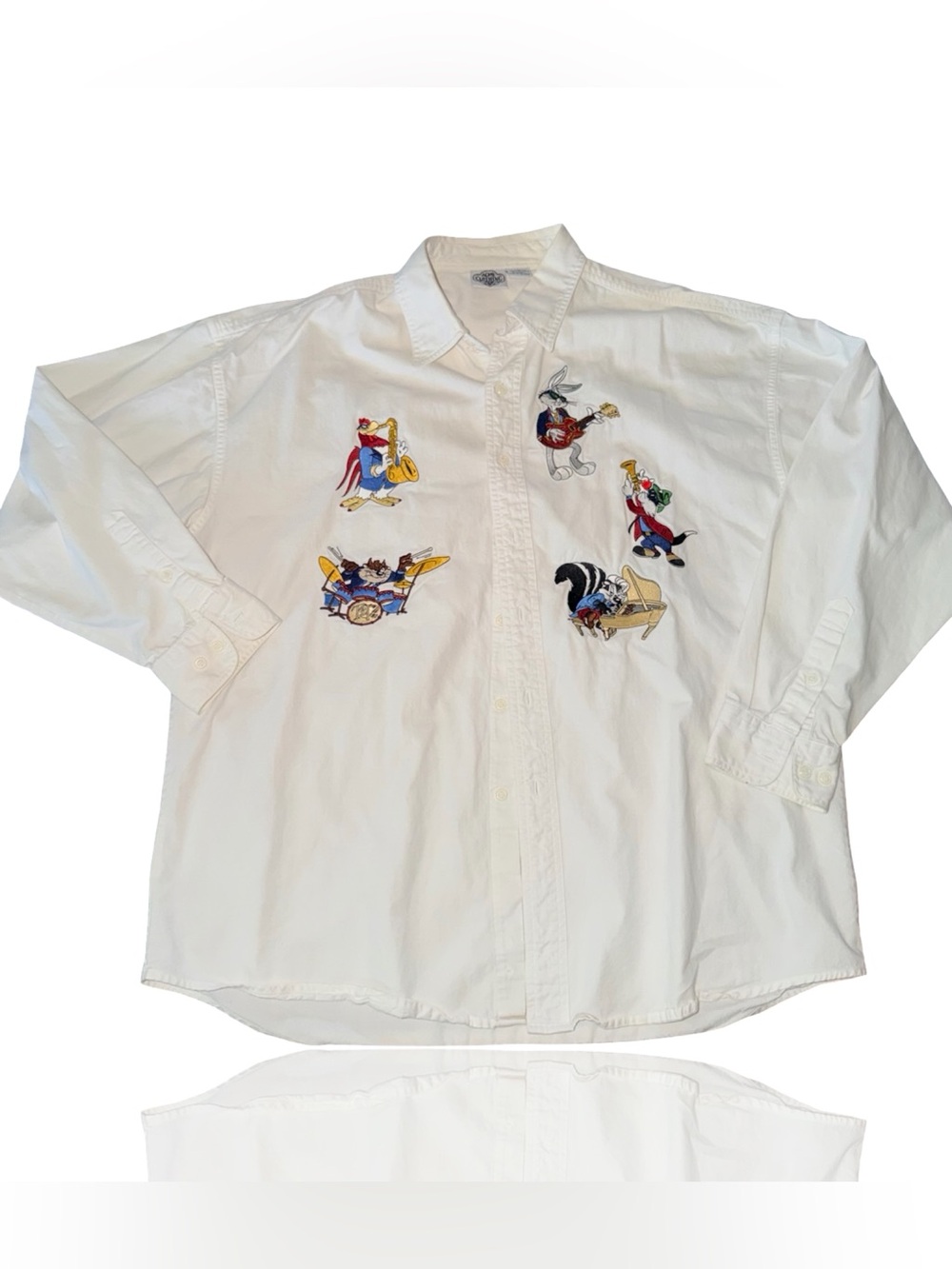 Vintage ACME Looney Tunes Bugs Bunny Button-Up Shirt Mens XL White